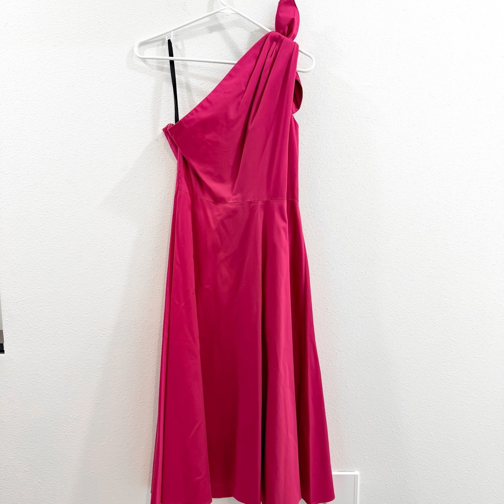 Kate Spade Poplin Old Money Preppy Whimsical One Shoulder Sabrina Pink Dress 6 - Picture 4 of 6